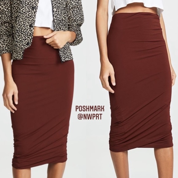 Alexander Wang Dresses & Skirts - NWT ✨ ALEXANDER WANG Crepe Jersey Twisted Midi Skirt Rust Burgundy Red XS 0 2